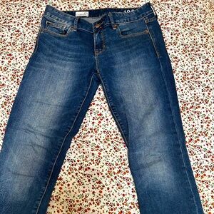 Dark Blue skinny jeans, ankle length. Size 27s, originally from Gap.